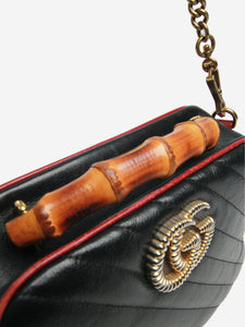 Gucci Black GG Marmont shoulder bag with bamboo handle