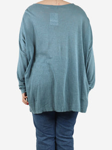 Eskandar Eskandar Blue boat-neck top - size One Size