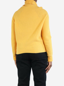 Eric Bompard Yellow ribbed high-neck jumper - size L