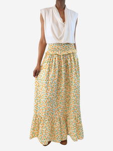 Loretta Caponi Beige tulip print maxi skirt - size XS