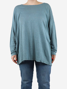 Eskandar Eskandar Blue boat-neck top - size One Size