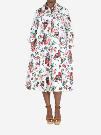 Multi floral-printed pleated cotton midi dress - size UK 14 Dresses Emilia Wickstead 