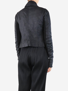 Rick Owens Black washed lamb leather biker jacket - size UK 8