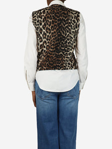 Ganni Brown leopard print knit vest - size XXS