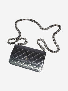 Chanel Silver lambskin quilted Wallet-on-Chain bag