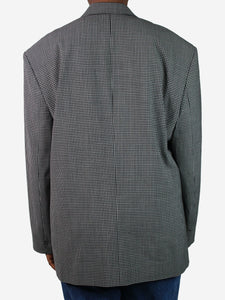 Balenciaga Black checked wool-blend blazer - size UK 8