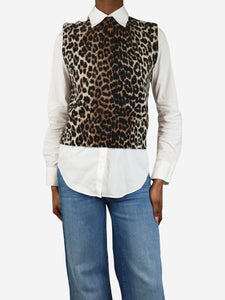 Ganni Brown leopard print knit vest - size XXS