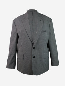 Balenciaga Black checked wool-blend blazer - size UK 8