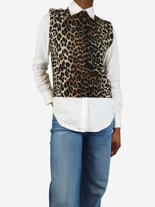 Ganni Brown leopard print knit vest - size XXS