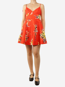 Zimmermann Red floral printed mini dress - size UK 12