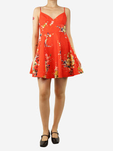 Zimmermann Red floral printed mini dress - size UK 12