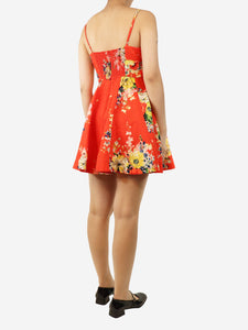 Zimmermann Red floral printed mini dress - size UK 12