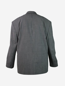 Balenciaga Black checked wool-blend blazer - size UK 8