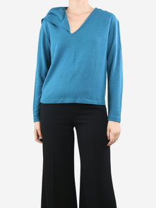 Louis Vuitton Blue high-neck wool-blend top - size UK 10