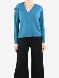 Louis Vuitton Blue high-neck wool-blend top - size UK 10