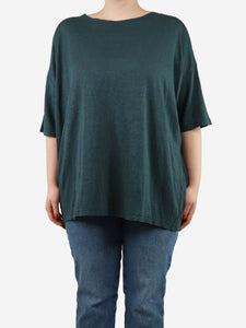 Eskandar Teal green scoop-neck short-sleeved top - size One Size