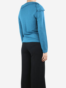 Louis Vuitton Blue high-neck wool-blend top - size UK 10