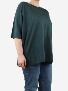 Eskandar Teal green scoop-neck short-sleeved top - size One Size