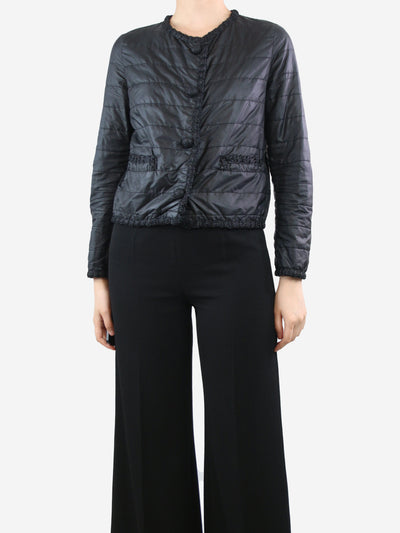 Black embroidered-trim jacket - size UK 8 Coats & Jackets Ermanno Scervino 