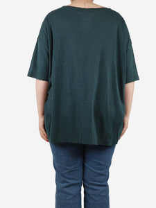 Eskandar Teal green scoop-neck short-sleeved top - size One Size