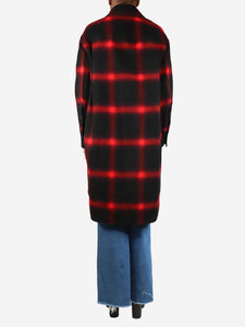 Stella McCartney Red and black check wool coat - size UK 2