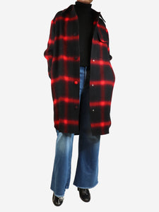 Stella McCartney Red and black check wool coat - size UK 2