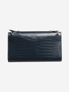 Anya Hindmarch Marine blue mini Postbox bag in croc leather