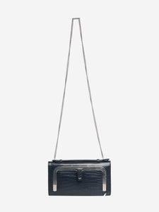 Anya Hindmarch Marine blue mini Postbox bag in croc leather