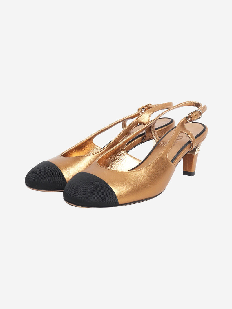 Gold metallic slingbacks - size EU 36
