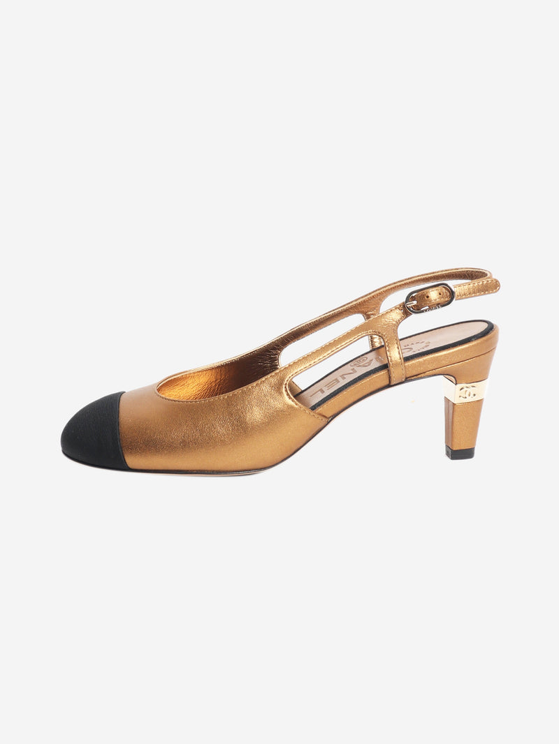 Gold metallic slingbacks - size EU 36