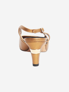 Gold metallic slingbacks - size EU 36