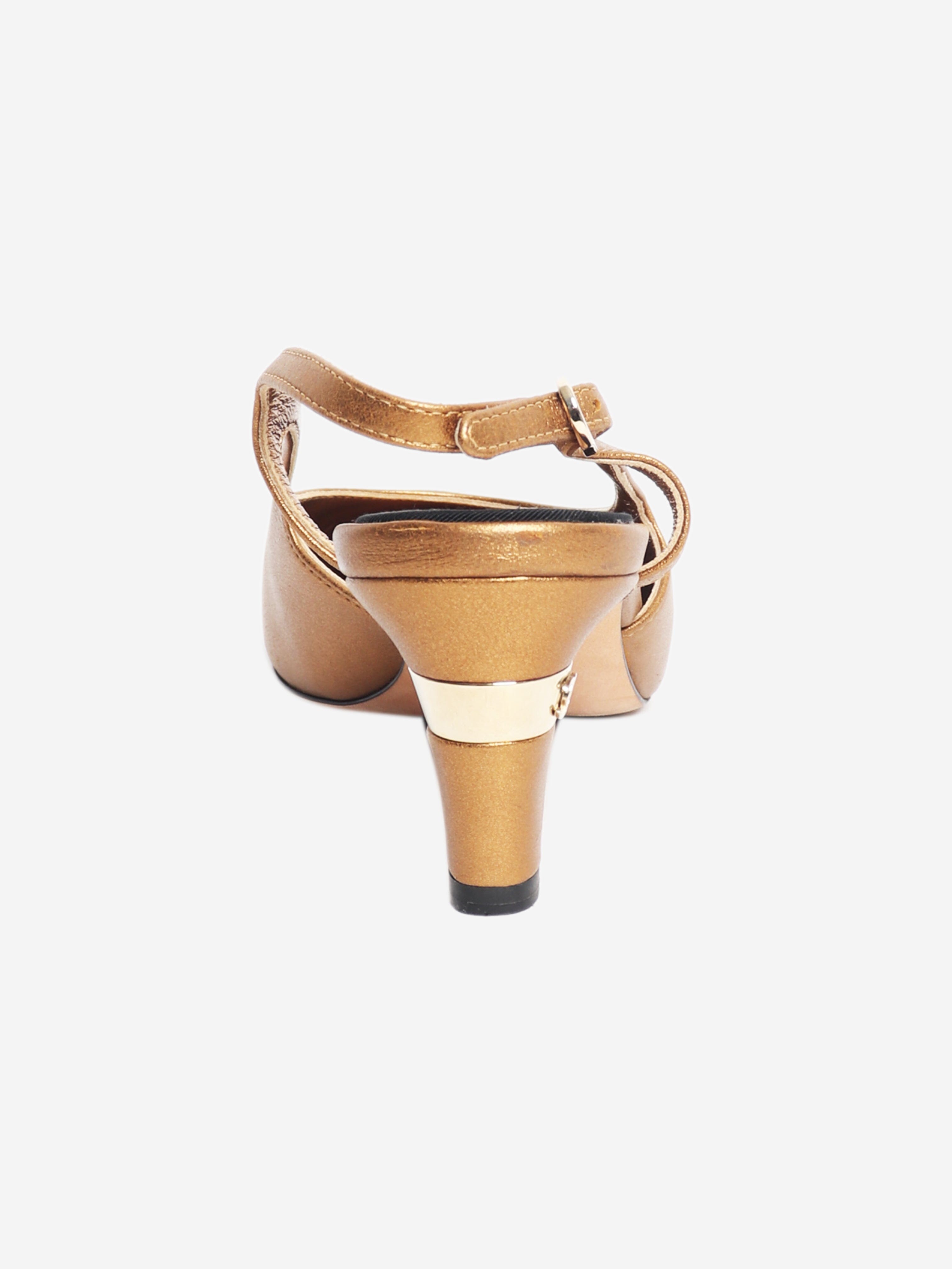 Gold metallic slingbacks - size EU 36