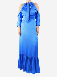 Blue silk maxi dress - size UK 14 Dresses Safiyaa 