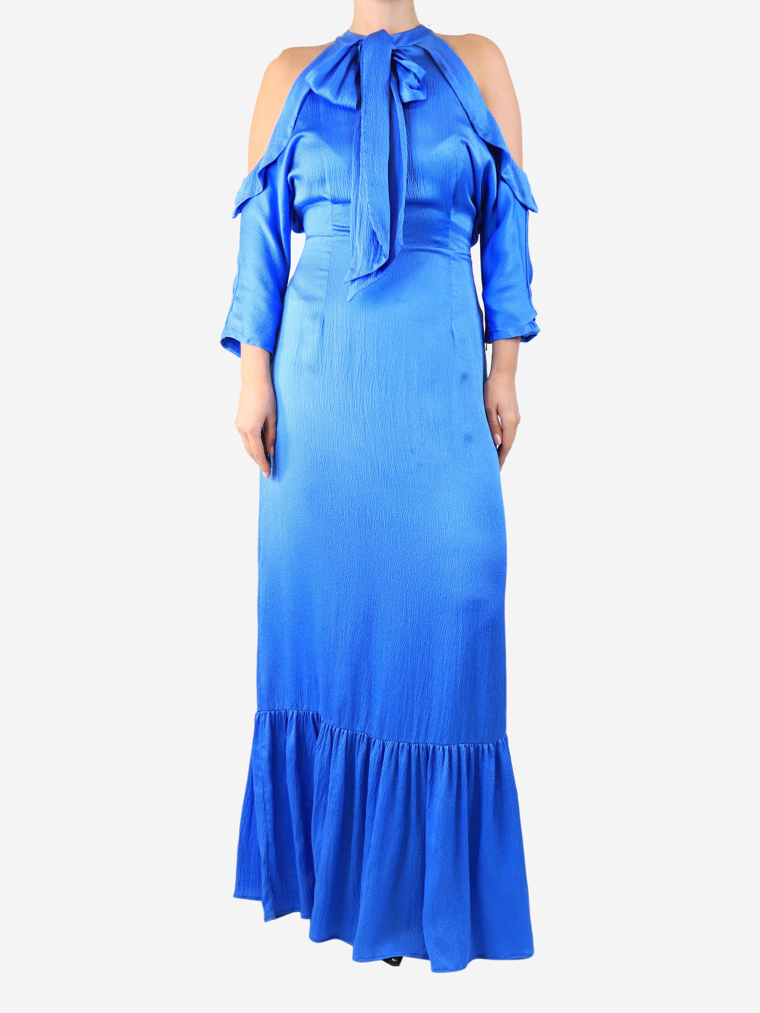 Blue silk maxi dress - size UK 14 Dresses Safiyaa 