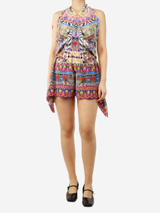 Camilla Multi printed halter neck playsuit - size S