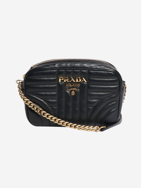 Black quilted leather camera bag product image
