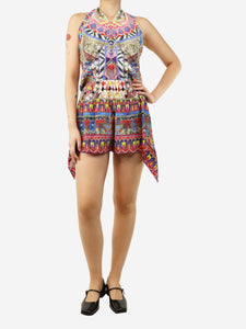 Camilla Multi printed halter neck playsuit - size S