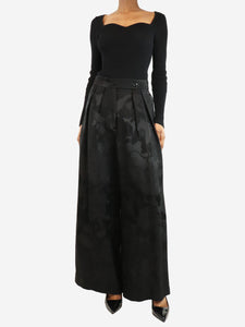 Dries Van Noten Black jacquard trousers - size UK 6