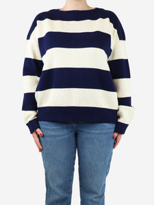 Gucci Blue and cream striped jumper - size XL