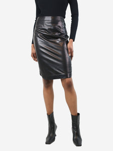 Givenchy Black leather pencil skirt - size UK 8