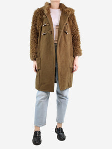 Sonia Rykiel Brown wool hooded coat - size UK 10