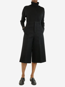 Celine Black wide-leg wool culottes - size UK 8