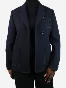 Joseph Navy wool-blend contrast-stitched jacket - size FR 42