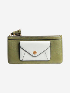 Anya Hindmarch Green and blue envelope slim zip wallet