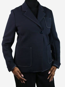 Joseph Navy wool-blend contrast-stitched jacket - size FR 42
