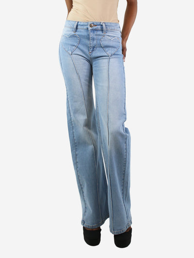 Blue high-rise cut heart patch flare jeans - size UK 6 Trousers Donna Ida 