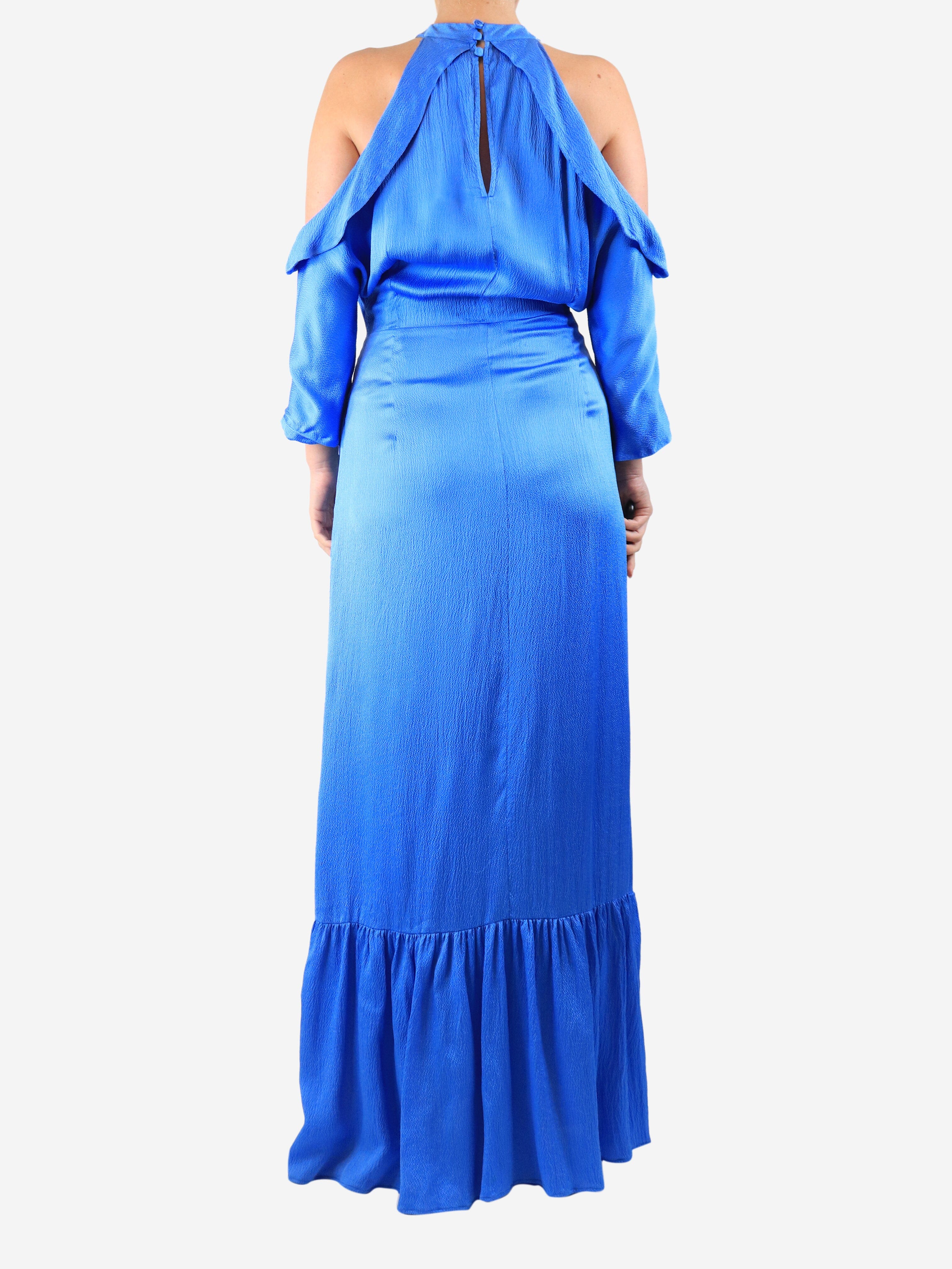 Blue silk maxi dress - size UK 14 Dresses Safiyaa 