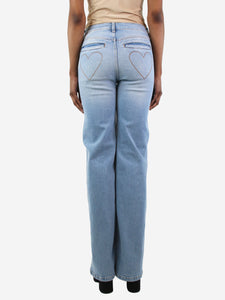 Donna Ida Blue high-rise cut heart patch flare jeans - size UK 6
