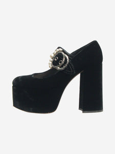 Miu Miu Black velvet Mary Jane platform pumps - size EU 38.5