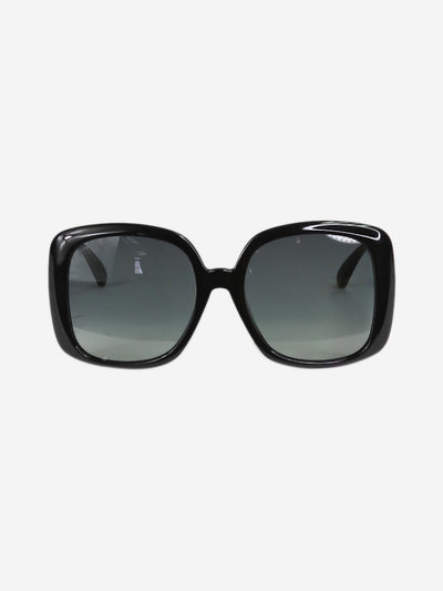 Gucci Black oversized square framed striped sunglasses - size Sunglasses Gucci 